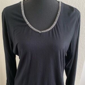 Chicos long sleeve v neck embellished neckline top Chicos size 2